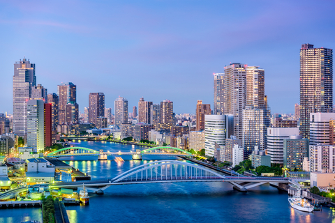 Vue de la rivière Sumida et du paysage urbain de Tokyo, Japon